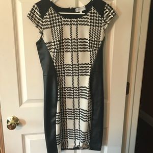 Jaye.e. Black and Cream Dress with Faux Leather